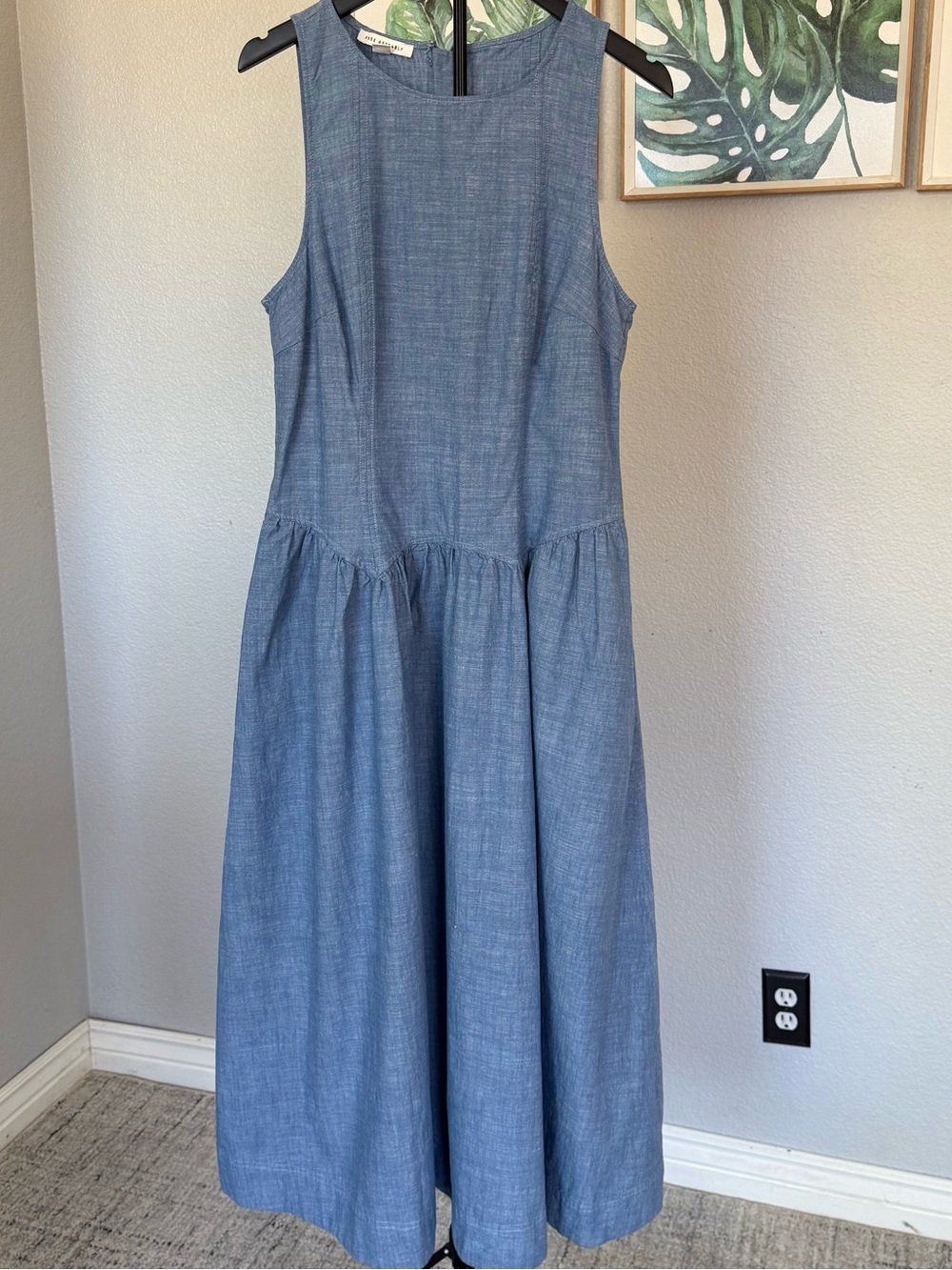 Free Assembly Blue Chambray Sleeveless Maxi Dress Size L 12–14